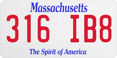 MA license plate 316IB8
