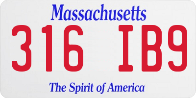 MA license plate 316IB9