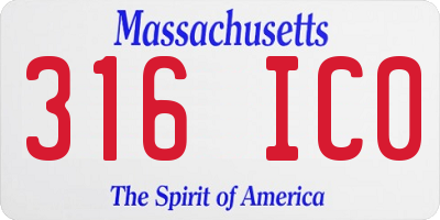 MA license plate 316IC0