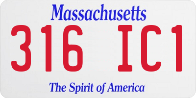 MA license plate 316IC1