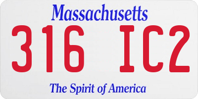 MA license plate 316IC2