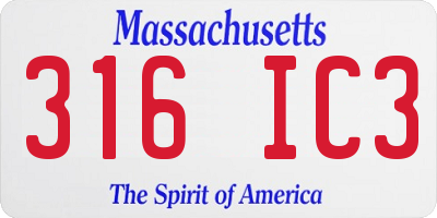 MA license plate 316IC3