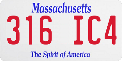 MA license plate 316IC4