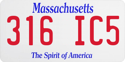MA license plate 316IC5