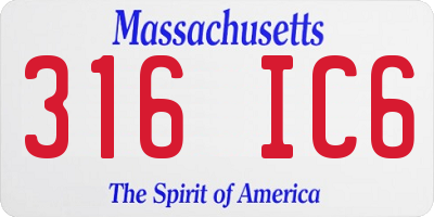 MA license plate 316IC6