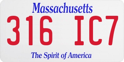 MA license plate 316IC7