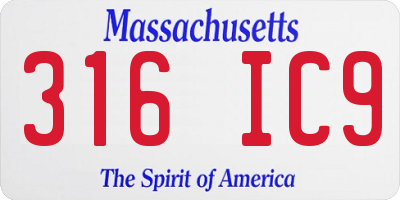 MA license plate 316IC9