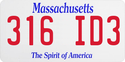 MA license plate 316ID3
