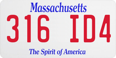 MA license plate 316ID4