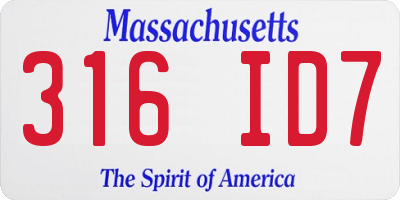 MA license plate 316ID7