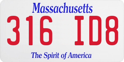 MA license plate 316ID8