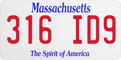 MA license plate 316ID9