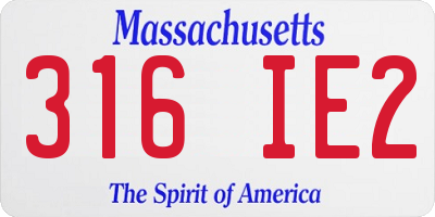 MA license plate 316IE2