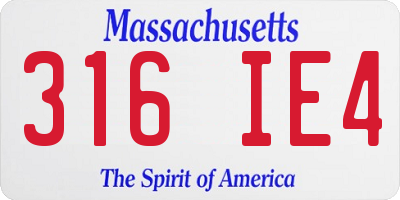MA license plate 316IE4
