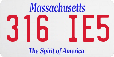 MA license plate 316IE5