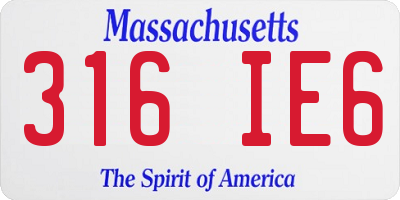 MA license plate 316IE6