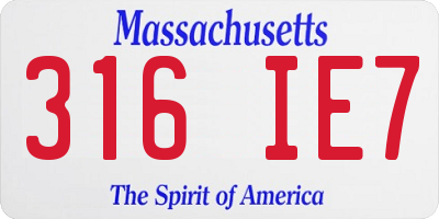 MA license plate 316IE7