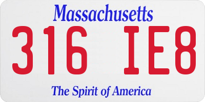 MA license plate 316IE8
