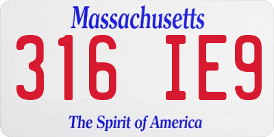 MA license plate 316IE9