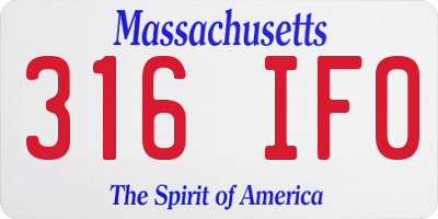 MA license plate 316IF0
