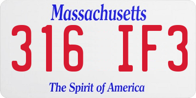 MA license plate 316IF3
