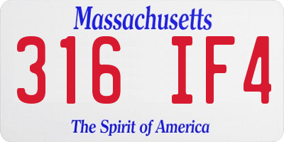 MA license plate 316IF4