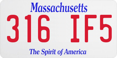 MA license plate 316IF5