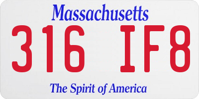 MA license plate 316IF8