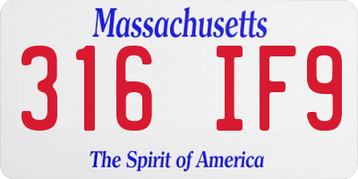MA license plate 316IF9