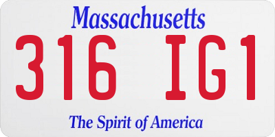 MA license plate 316IG1