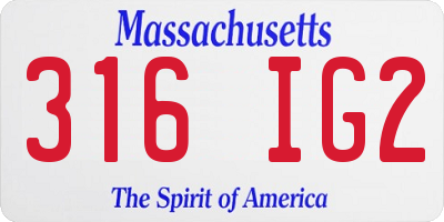 MA license plate 316IG2