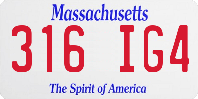 MA license plate 316IG4