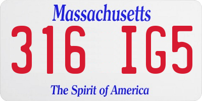 MA license plate 316IG5
