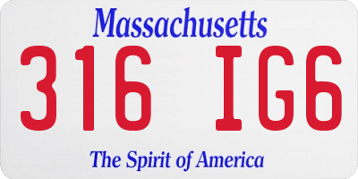 MA license plate 316IG6