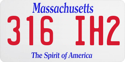 MA license plate 316IH2