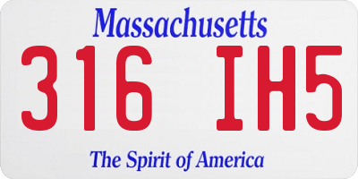 MA license plate 316IH5