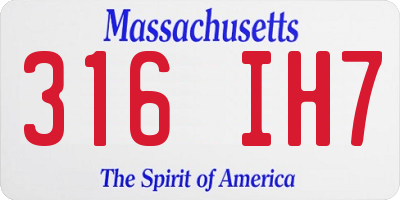 MA license plate 316IH7