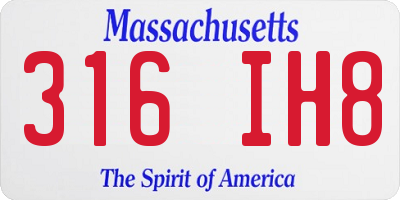 MA license plate 316IH8