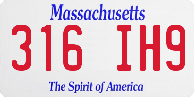MA license plate 316IH9