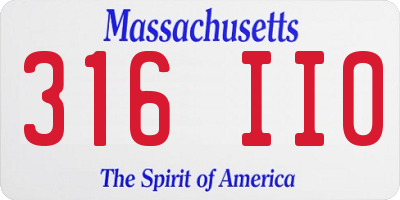 MA license plate 316II0