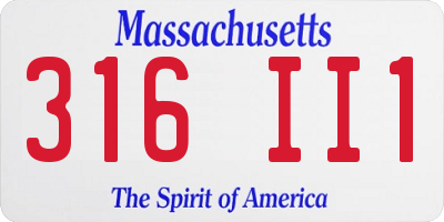 MA license plate 316II1