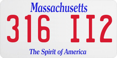 MA license plate 316II2