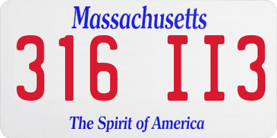 MA license plate 316II3