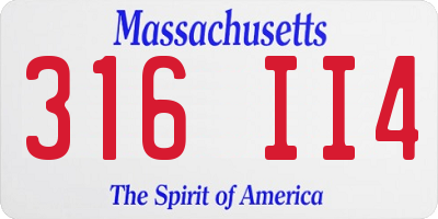 MA license plate 316II4