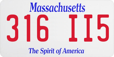 MA license plate 316II5