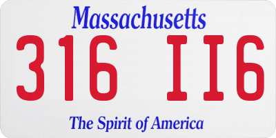 MA license plate 316II6