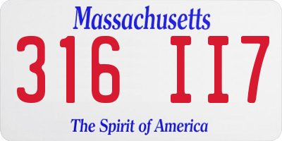 MA license plate 316II7