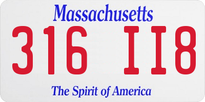 MA license plate 316II8