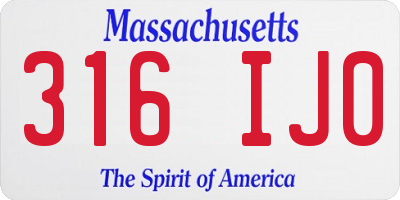 MA license plate 316IJ0