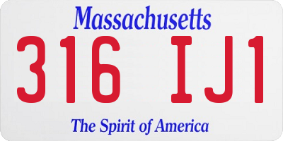 MA license plate 316IJ1